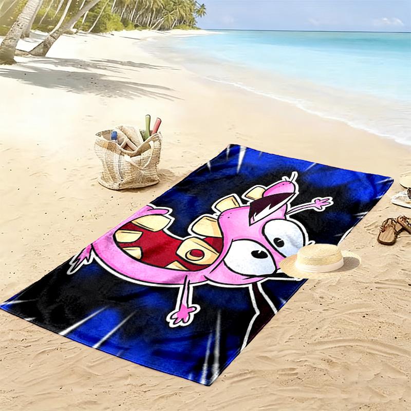 Courage the Cowardly Dog 2D Flat Print Beach Towel, Large Soft Quick Dry Towel for Beach Camping Swimming.MSTJ0918602