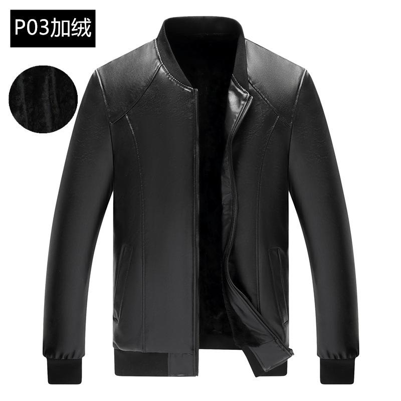 Middle-Aged Leather Jacket Men'S Coat Round Neck Spring And Autumn Thin Men'S Pu Boyfriend Motorcycle Leather Jacket New
