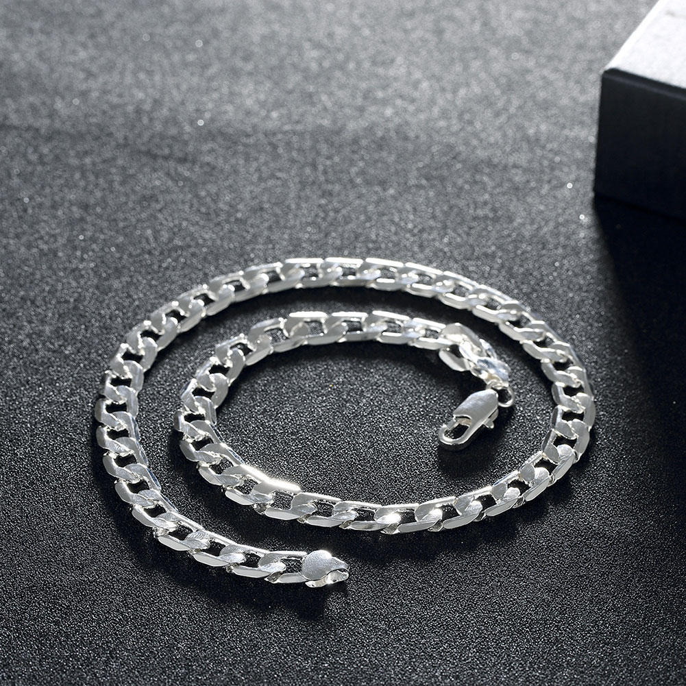 Fine Charms 925 Stamped Silver Classic 10mm Geometric Bracelet Necklace for Men's Woman Jewelry Sets Fashion Party Holiday Gift