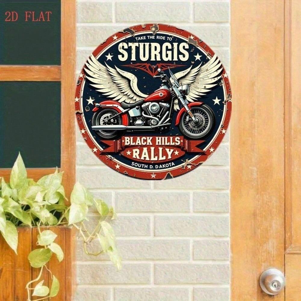 Винтажная металлическая вывеска Sturgis Motorcycle для декора стены гаража, 8x8, круглая