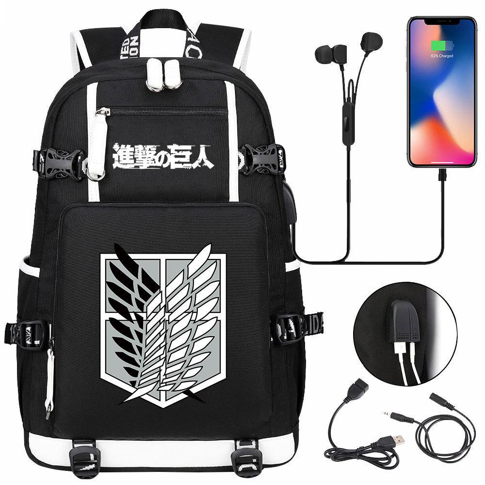 Naruto Print USB Charging Backpack Teen Student Large Capacity Travel Casual School Bag For Boys Girls