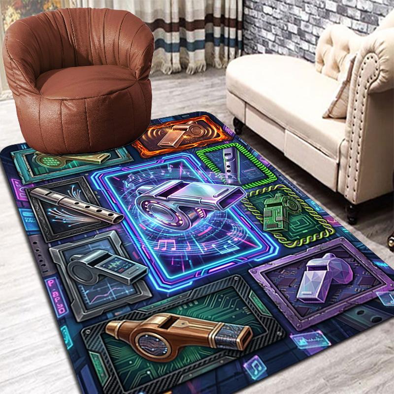 Whistle Technology Compilation Pattern Rug Floor Mat for Living Room or Bedroom Soft and Comfortable Carpet a Gift for Birthday and Holiday.