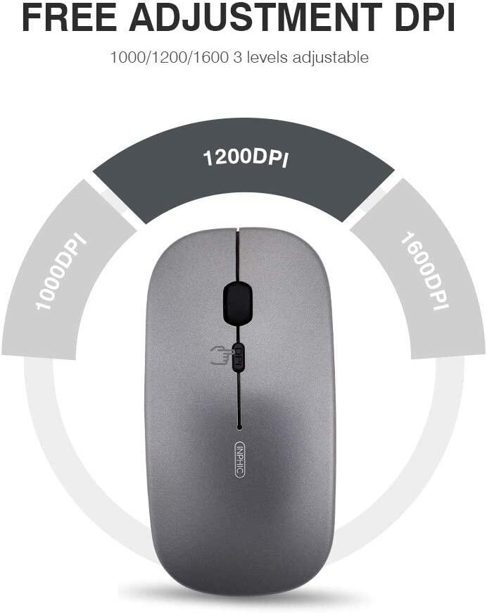 Беспроводная мышь INPHIC M1P, перезаряжаемая, 1600 DPI, ультратонкая, бесшумная мышь, 2.4G + двухрежимная Bluetooth-мышь для iPad, планшетов, ноутбука, LED-индикатор питания