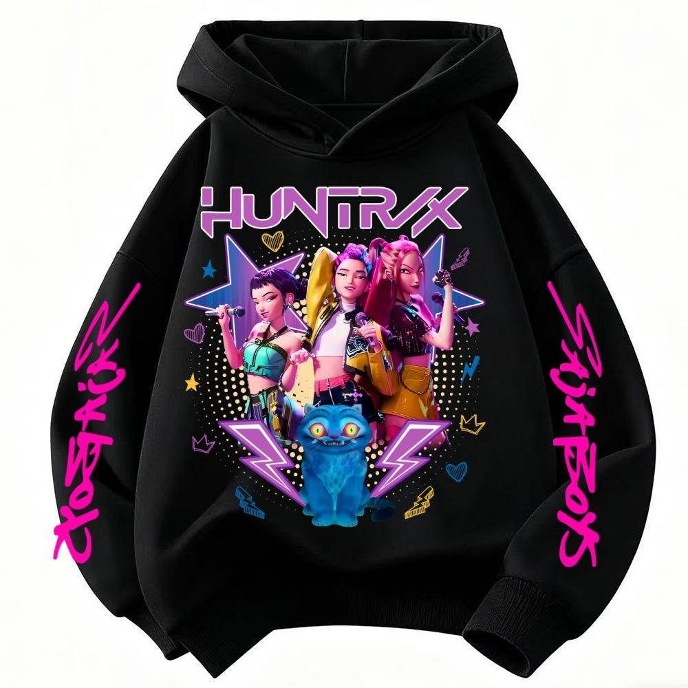 Girls' and Boys' Fashion Hunter Girls Group Hooded Sweatshirt Autumn/Winter Kids' Loose-Fit Casual Sweatshirt