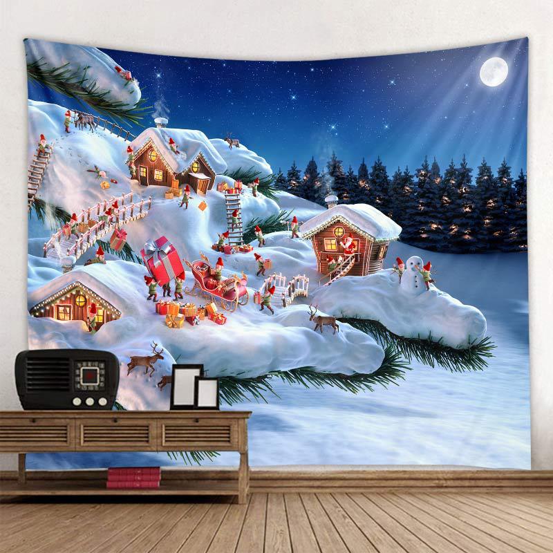 Christmas Tapestry Festive Decor Home Living Room Bedroom Background Garden Posters for Outside Large Wall Hanging Beach Towel