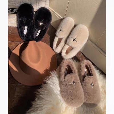 Туфли Мао Мао женские носят новые осенне-зимние туфли Мэри Джейн на одной педали, хлопковые туфли с плюшевой шапочкой, туфли-одиночки