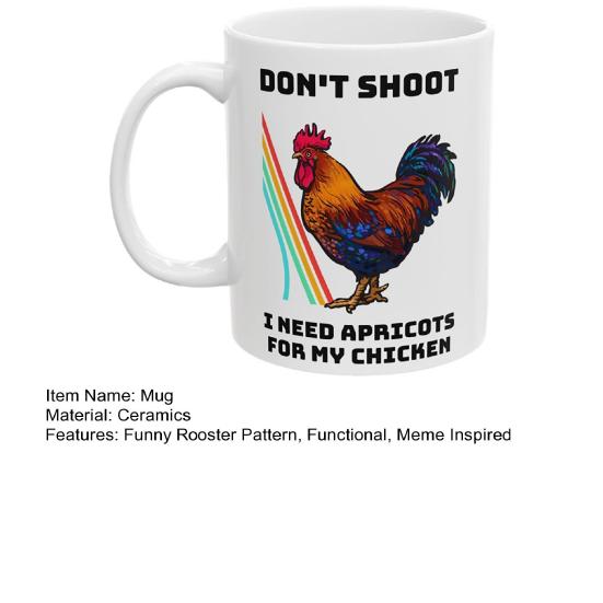 Забавная кружка с мемом про петуха "Не стреляйте, мне нужны абрикосы для моей курицы" Керамическая кофейная кружка для геймеров Подарок для стримеров и любителей мемов
