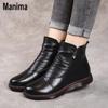 Autumn Women's Shoes Leather Boots Women's Fashion Winter Boots Women's Flat Shoes Non-slip Warm Thick-soled Shoes Women
