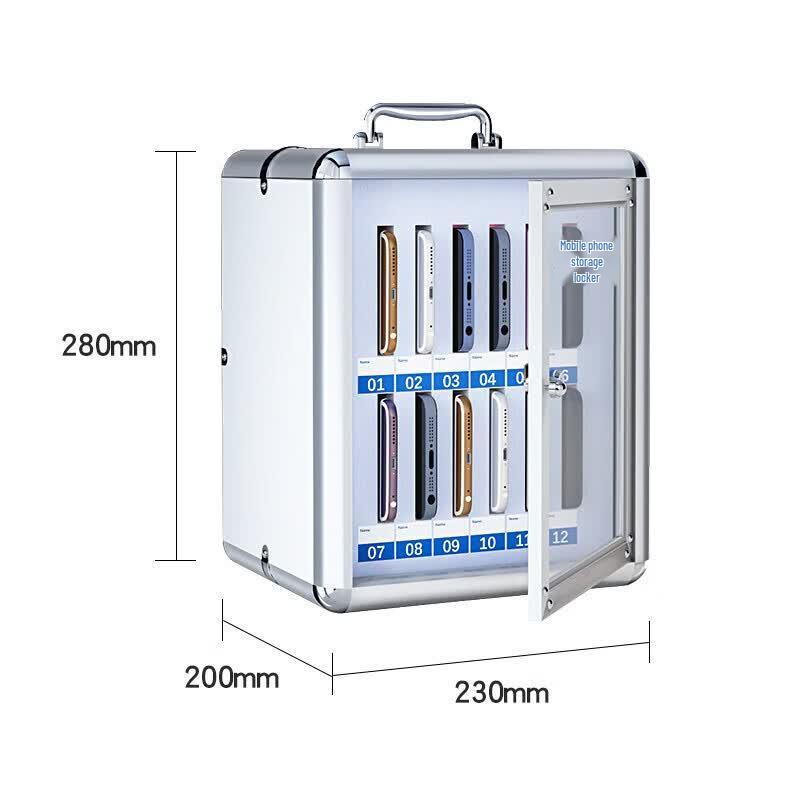 Jingdun Aluminum Alloy 12-Slot Mobile Phone Storage Box with Lock