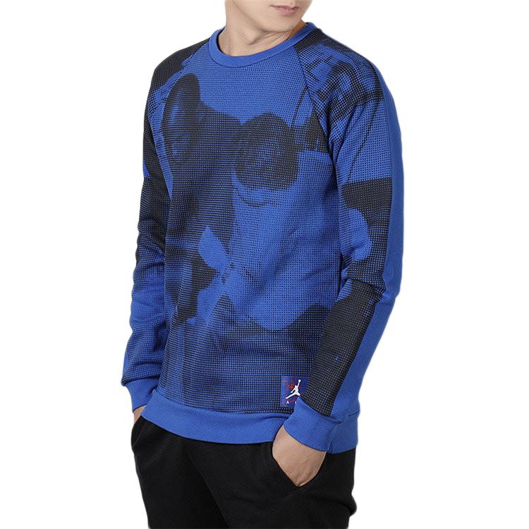 Men's Jordan Sweatshirts Men's Blue Crew Neck Moderate Regular