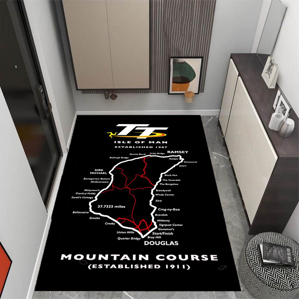 Isle Of Man Tt Race Themed Anti-Slip Rugs - Polyester Home Decor, Suitable for Bedrooms, Living Rooms, Doorways, Studios, and Decorations