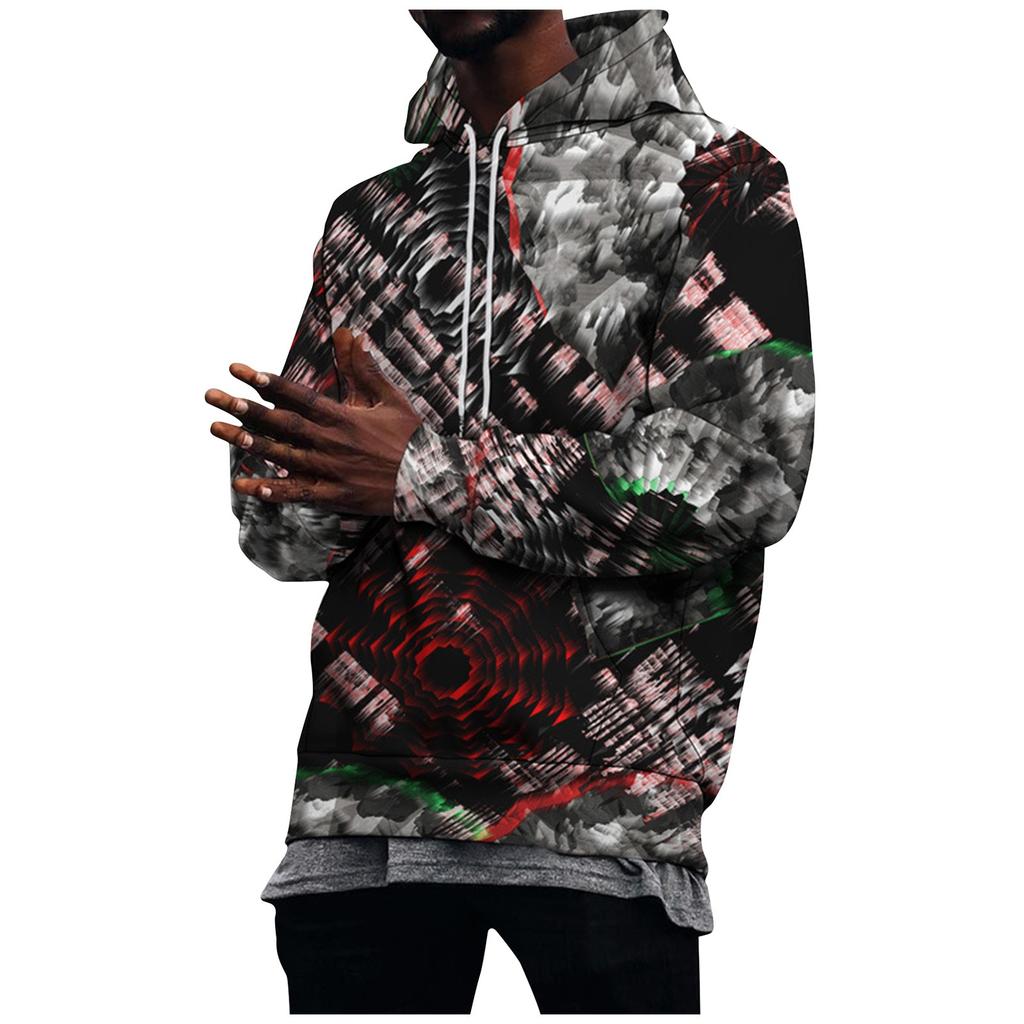 Men's Loose Printed Hooded Sweatshirt Men's Casual Fashion Sports Sweatshirt