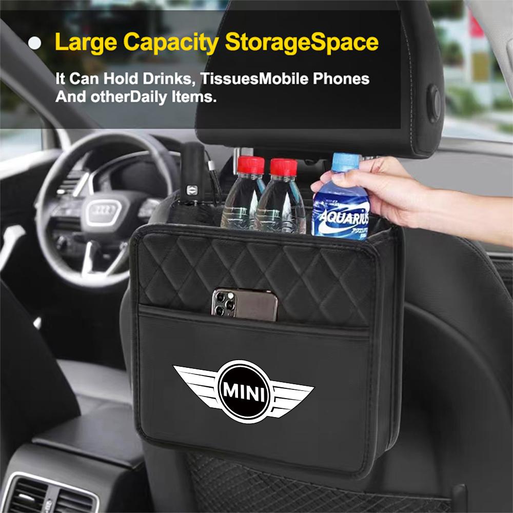 Foldable Car Logo Seat Back Hanging Storage Bag Organizer Case Accessories For MINI Cooper JCW WORKS R55 R56 F55 F56 R57 R58 R59 hsgql22