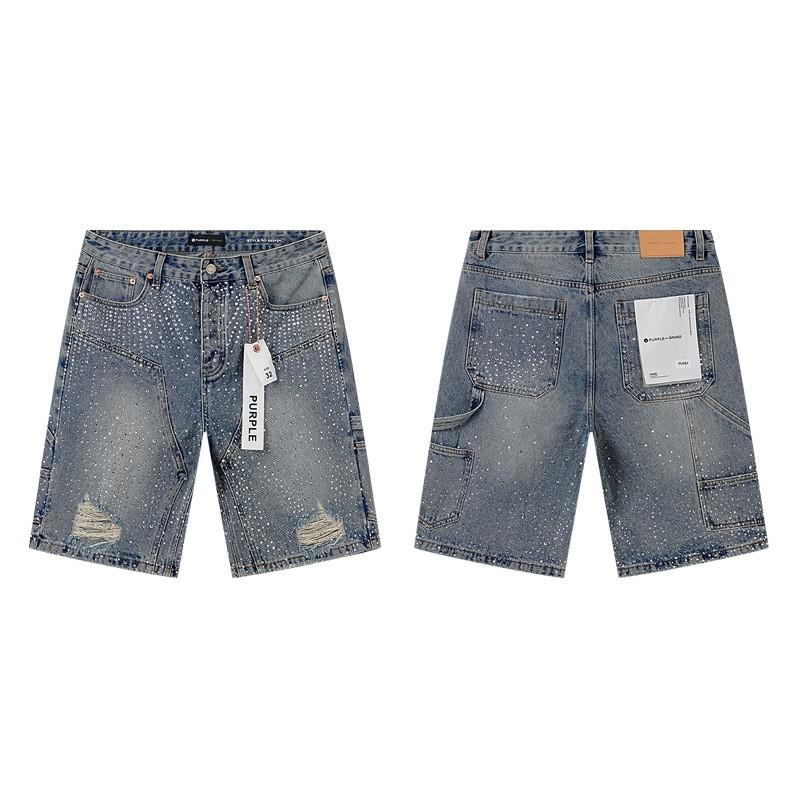 2026 Mens Premium American Streetwear Denim Shorts - Slim Fit Hand-Painted Distressed Low Rise Cotton Blend