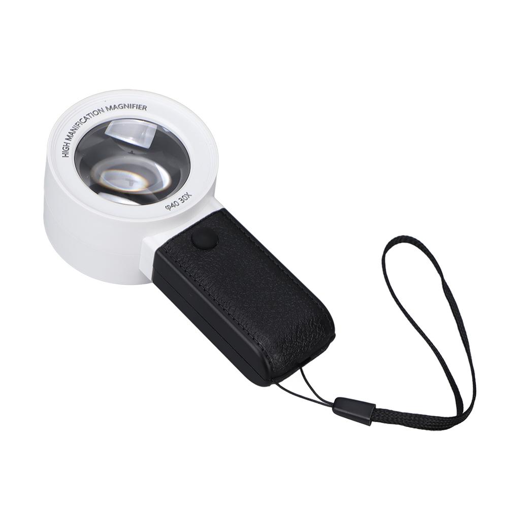 Подсвеченное увеличительное стекло, ручное, 30-кратное увеличение, 3 светодиода, 1 УФ-лампа, многофункциональный карман