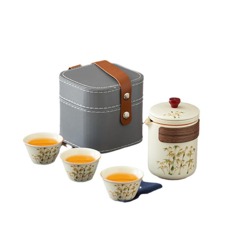Jinsi Guyun Kuaike Cup Ru Kiln Outdoor Travel Tea Set Souvenir Business Travel Camping Printing