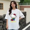 2026 новый летний милый графический топ HelloKitty повседневный хлопковый топ с коротким рукавом для женщин и девочек Каваи мультяшный принт Streetwear