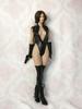 Compatible with TBLeague Body for Scale Action Figure DMTOYS Beautiful Woman Fashion Sexy Black Black Leather High Leg Jumpsuit and Arm and Leg Cover