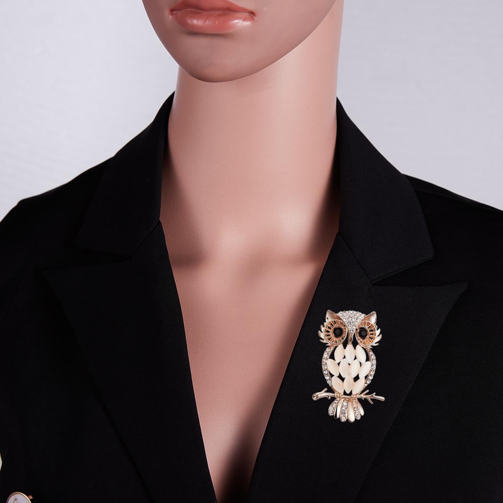 Rinhoo Lovely Owl Brooches Korean Trendy Rhinestone Brooch Badge Pin Bird Animal Party Casual Suit Decoration Badge Corsage Gift