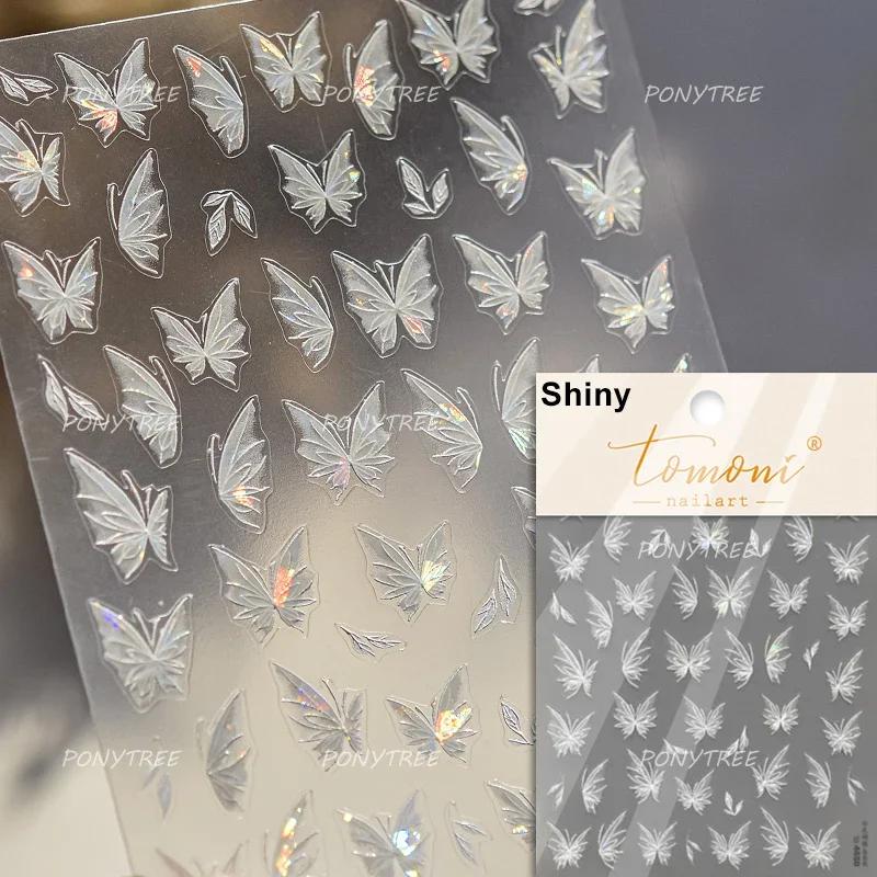 Jelly Butterfly 5D Nail Art Sticker Rhinestone Crystal Charming Shiny Insect Animals DIY Self Adhesive Decoration Manicure Decal