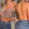 Silver Metal Women'S Hollow Corset Backless Design Bikini Straps Sexy Crop Top