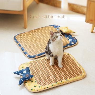 Кошка Собака Летняя Ротанговая Подстилка с Подушкой Устойчивая к Укусам Ледяная Подстилка Товары для Питомцев Квадратная Кровать для Сна Питомца Устойчивая к Укусам Водонепроницаемая