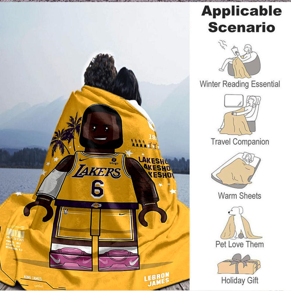 1Pc Lego Lakers Legend Flannel Blanket, Soft And Comfortable, Casual Warm, Camping Travel, Christmas, Halloween Xmas Gift N1152