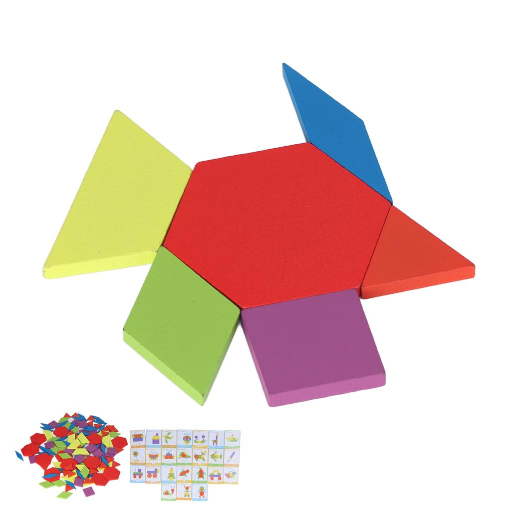 Игрушки Tangram, развивающие яркие геометрические формы, головоломки, деревянные блоки с узорами, набор для детей