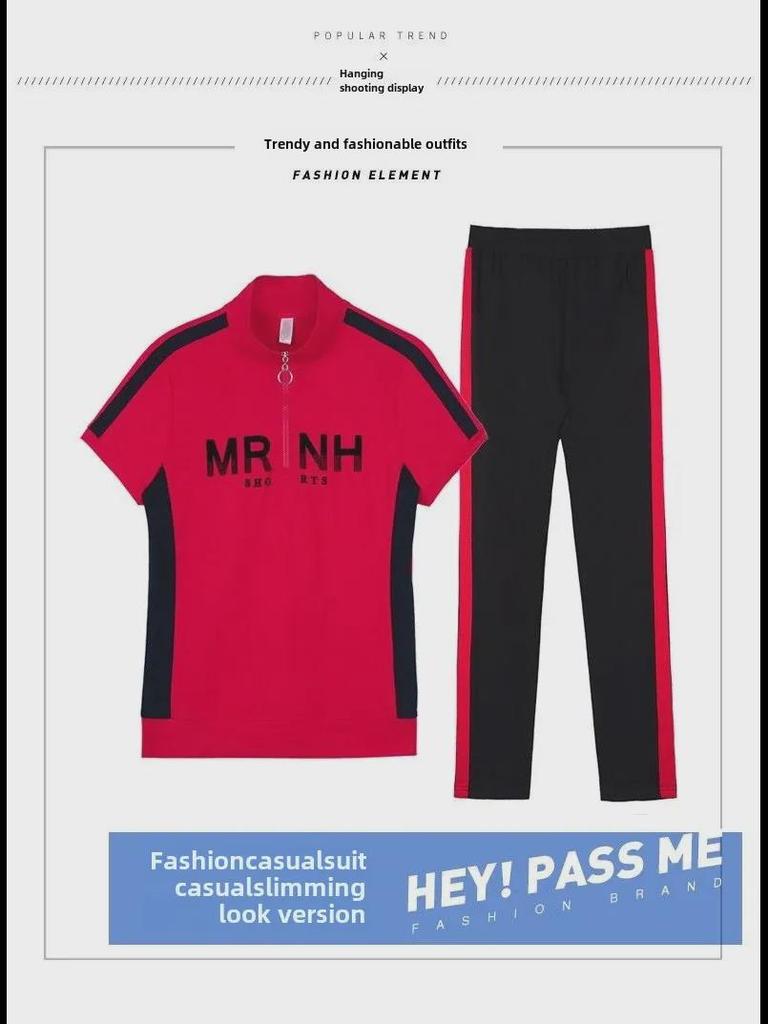 Женские облегающие спортивные костюмы в корейском стиле 2024 года — повседневный, стильный модный комплект из двух предметов