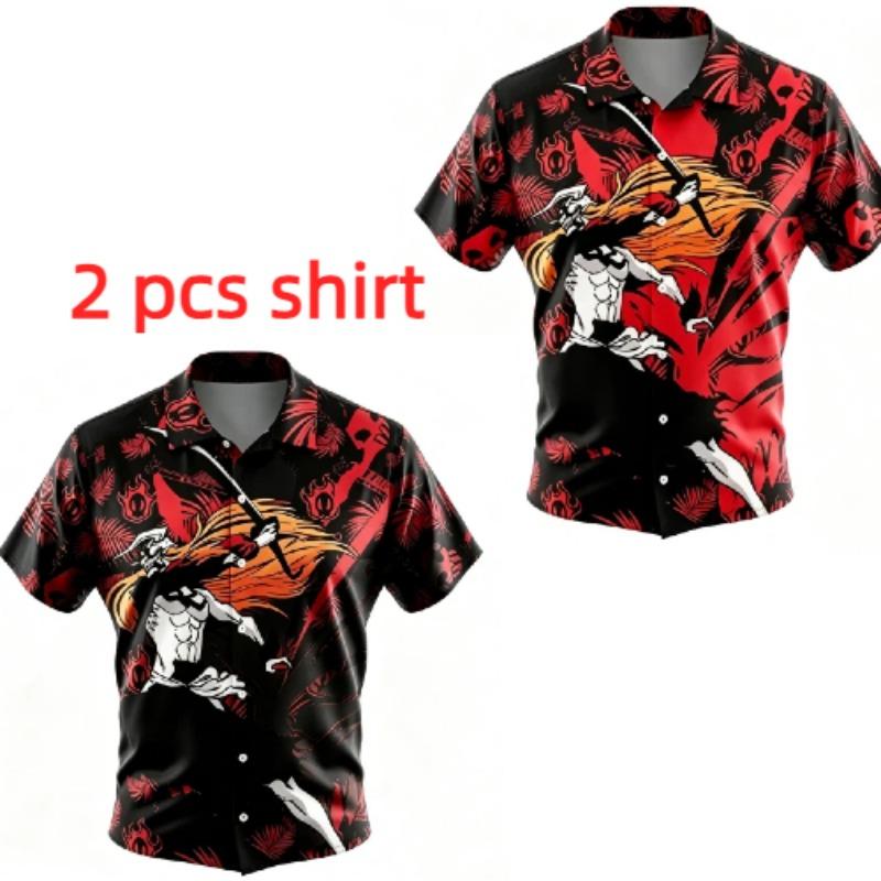Fashion Anime Warrior Pattern Printing Shirt Hawaiian Beach Vacation Clothing Men's Street Style Shirt Daily Men's and Women's Shirt