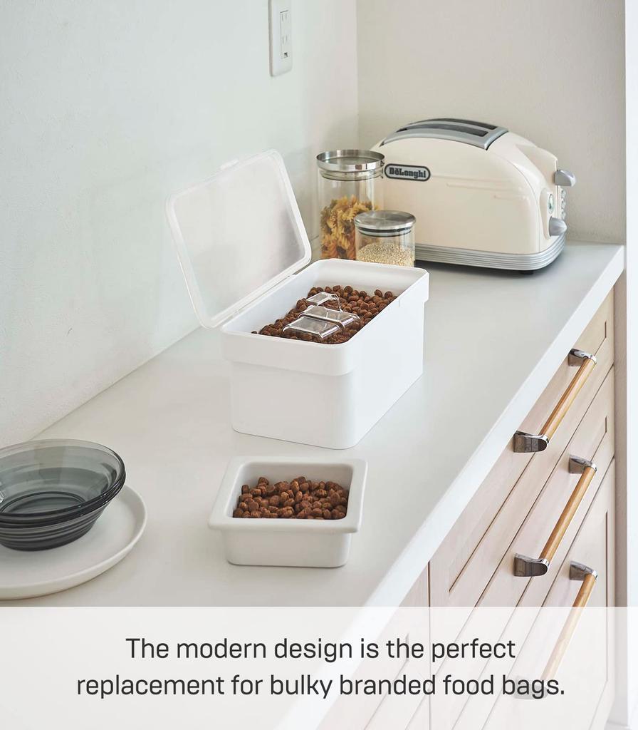 Yamazaki Jitsugyo Airtight Pet Food Stocker with Measuring Cup White W28 X X Lid Is Tower Food Stocker Storage Container 5609 1.5kg Approx. D16.5