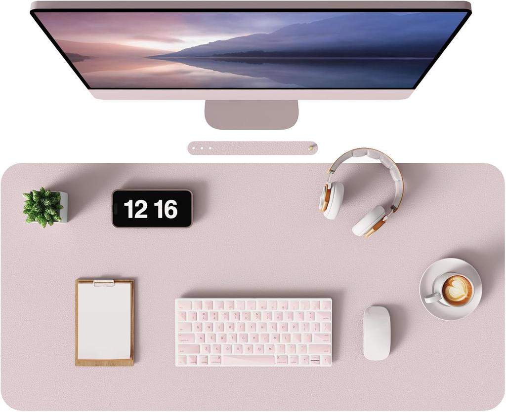Non-Slip Desk Mat, Waterproof Desk Pad Table Protector, Large Mouse Pad Leather Writing Mat with Suede for Office /Home/Decor