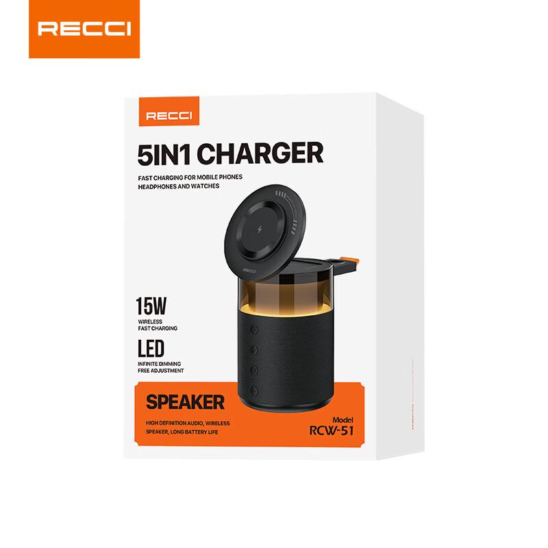 Recci RCW-51 5-in-1 Smart Bluetooth Speaker CN plug (adapter included) (CN version)