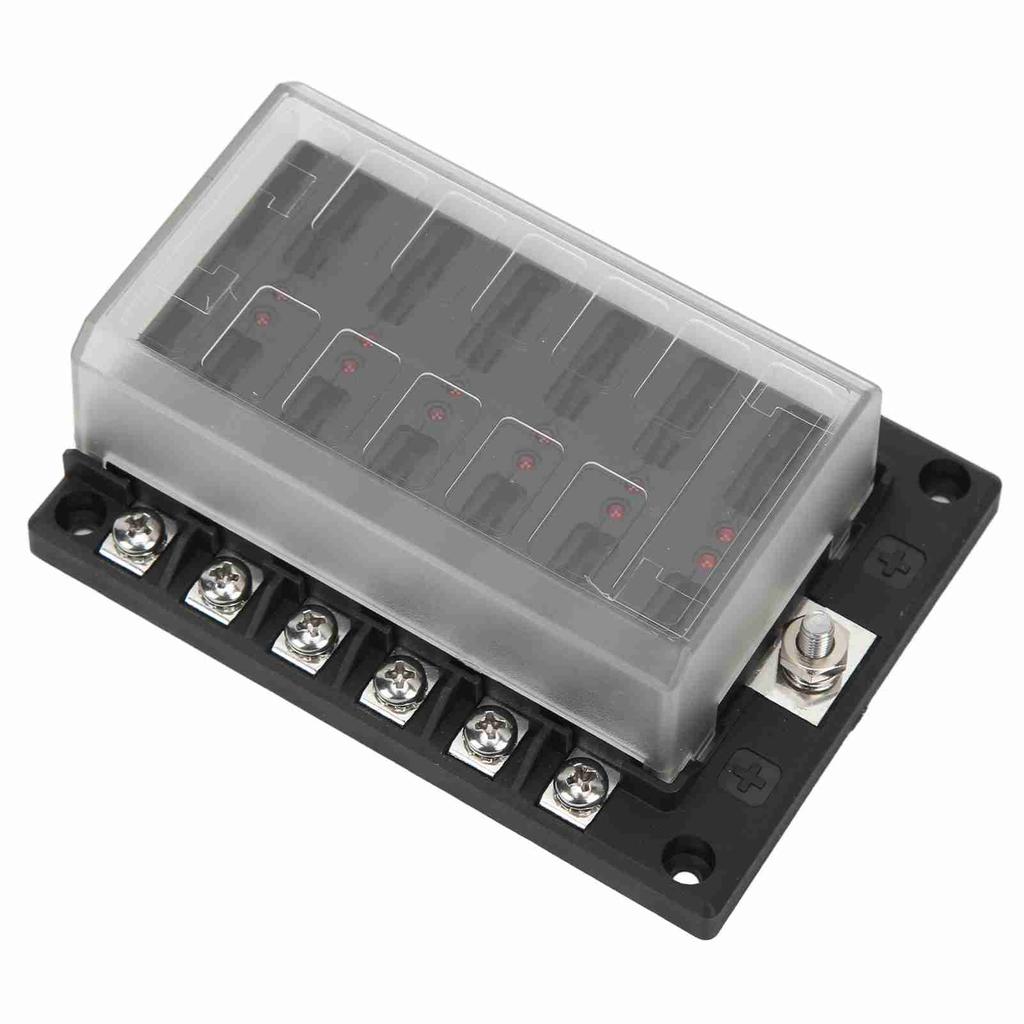 Universal 1 In 12 Out Fuse Holder Electrical Fuse Box 10‑32V with LED Warning Indicators for Car Boat RV