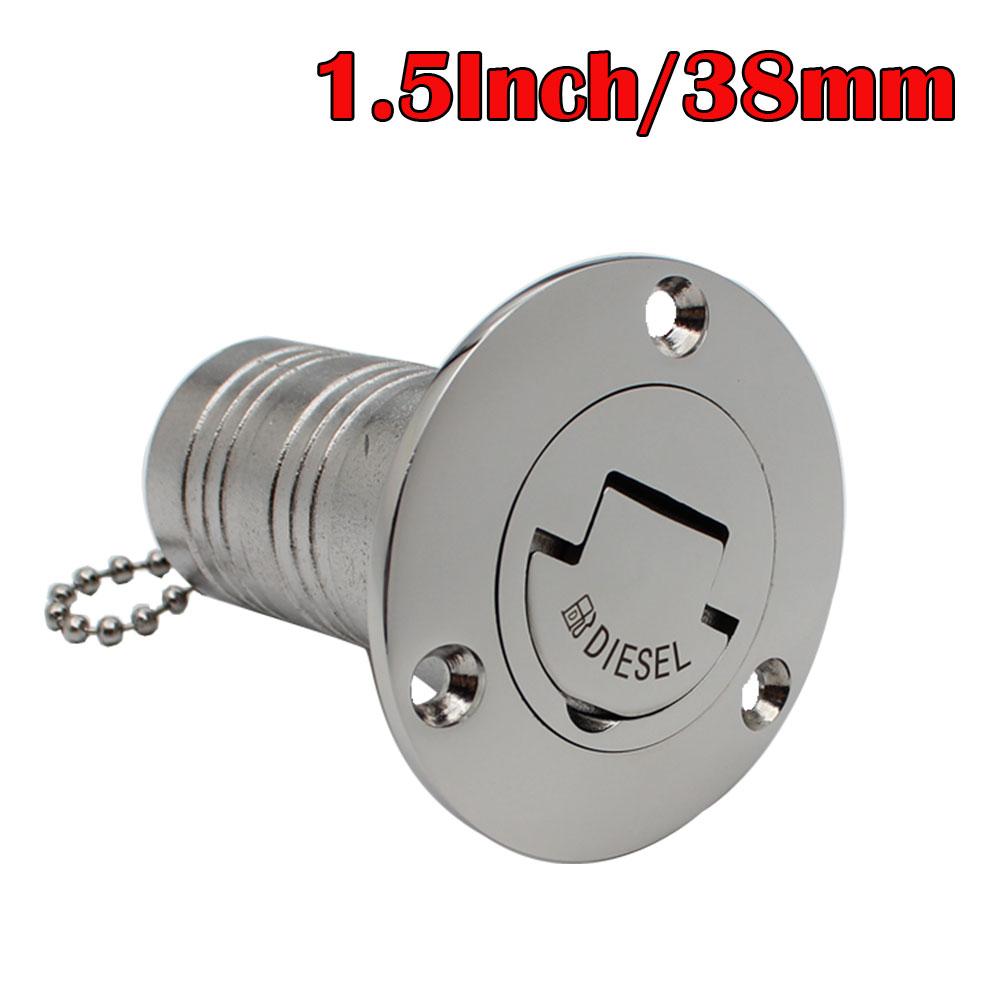 1.5" 38mm Deck Filler Fill FUEL GAS DIESEL WATER WASTE stainless steel 316 Keyless Cap boat Hardware accessories Socket yacht