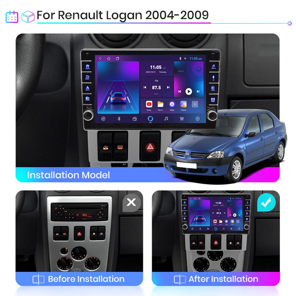 icreative Android для Renault Logan I 2004-2009 с кнопкой, автомобильным радио, видео, мультимедиа, GPS-плеером, 1 + 16 ГБ