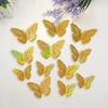 Yousheng 12 Pcs 3D Butterfly Wall Decor 3 Sizes Metallic Hollow Butterfly Decal for Birthday Party Cake Decoration Removable DIY Wall Art Mural for