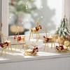 Christmas Reindeer Tealight Candle Holder Gold Iron Decoration for Table Window Versatile Christmas Holiday Decor