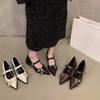 Womens Shoes Sexy Pointed Toe French Single Shoe New Leather Banquet Party Shoes for Women Mary Jane Shoes Zapatos Mujer