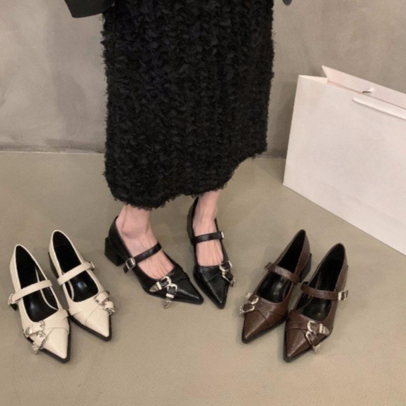 Fashion Fashion Womens Shoes Sexy Pointed Toe French Single Shoe New Leather Banquet Party Shoes for Women Mary Jane Shoes Zapatos Mujer