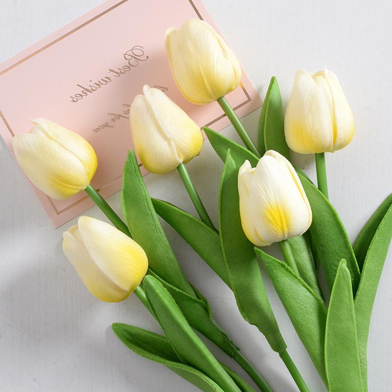 5Pcs Artificial Tulip Flowers Pink White Tulips Fake Flowers Bouquet Wedding Garden Decoration Home Vase Decor Plants Mother's Day Gift