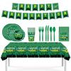 Pre-Sale Green Graduation Season Theme Party Decorations Disposable Paper Plate Set Banner Tablecloth Paper Cup