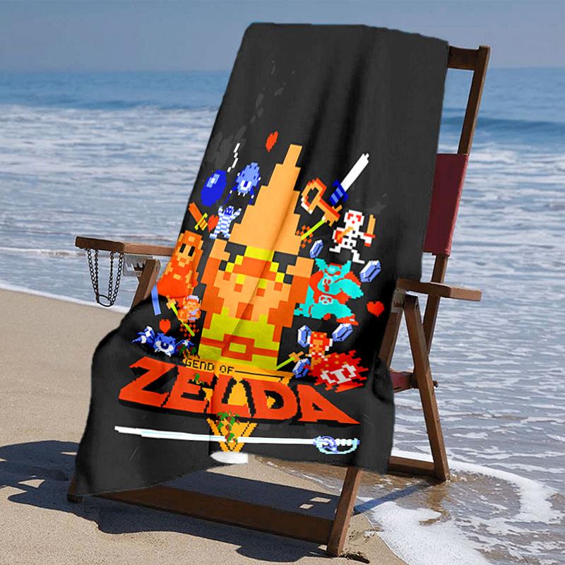 proof beach towel with Z-Zelda Legends pattern - soft,absorbent,quick-drying,machine washable - perfect for swimming,camping,bathing
