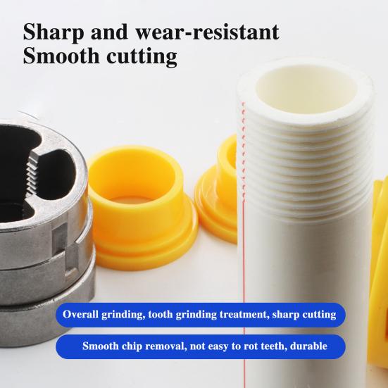 7/8Pcs/Set Electric Drill Pipe Threader Kit with 3 Die Sizes Professional Power