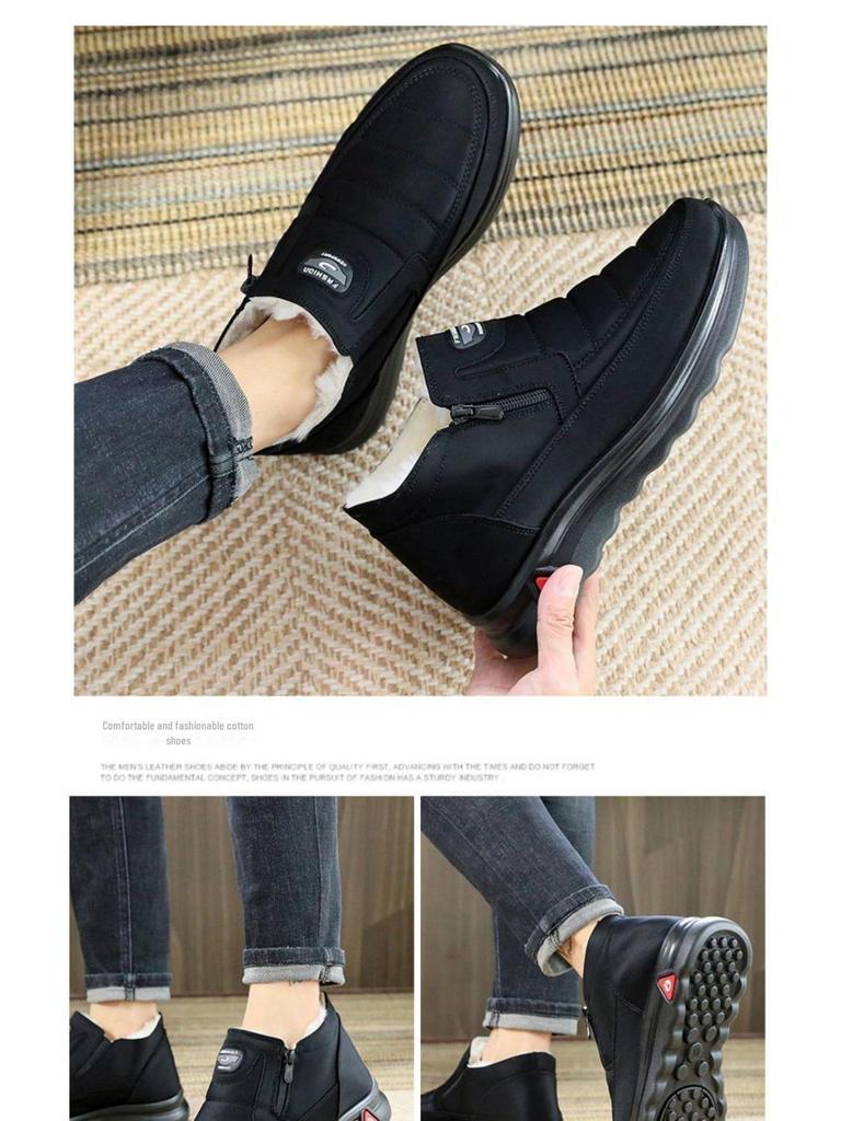 Men's High Top Wool-Cotton Winter Boots - Warm, Non-Slip, Soft Sole for Elderly