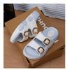 New Two-tone Double Buckle Strap Women Slides Non-slip Thick EVA Platform Casual Indoor Outdoor Slippers