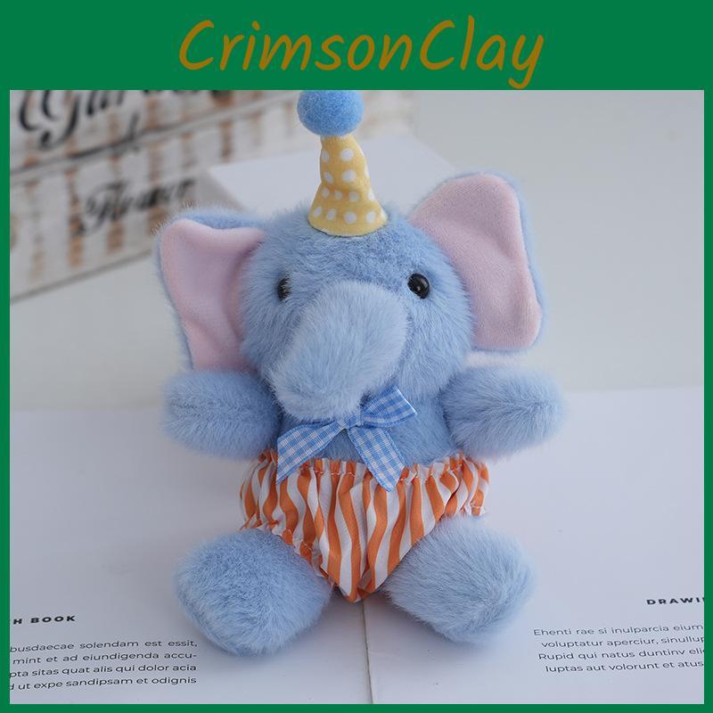 Cute Elephant Plush Toy Keychain With Patterned Scarf For Kids