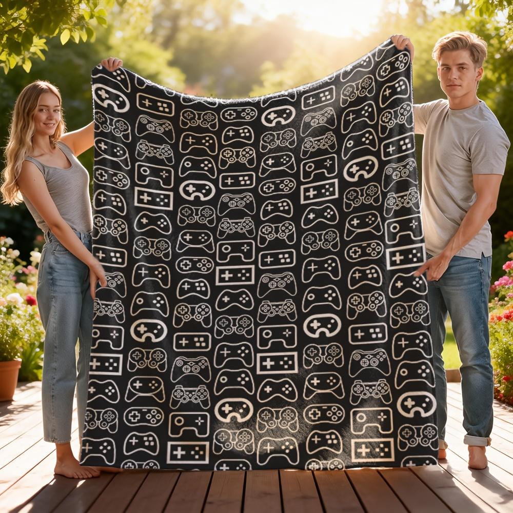 1pc Gaming Controller Throw Blanket Fun Video Game Console Pattern Couch Blanket for Game Room Decor Perfect for Gamers on Birthda