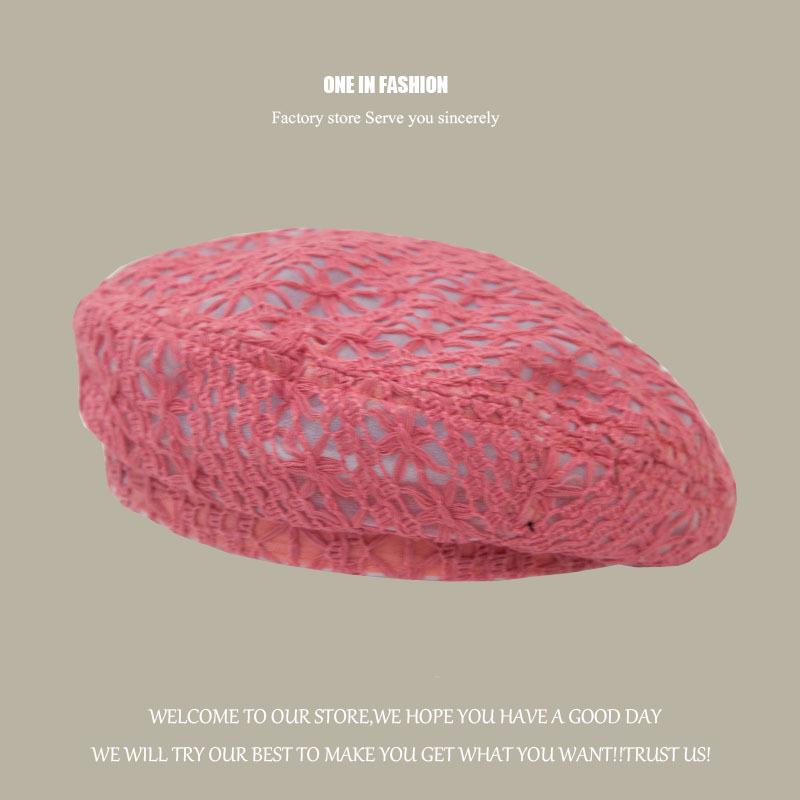 Женские хлопковые береты, вязаная крючком объемная шапка-бини, вязаная шапка ручной работы с вырезом, летняя кепка с цветочным принтом и черепом, цвет на выбор