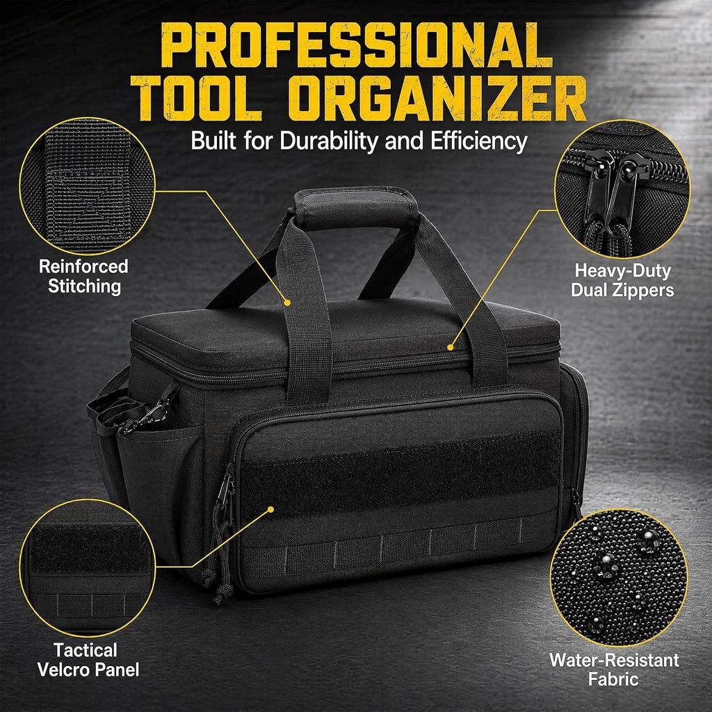 Tool Bag Small, 14 Inch Lightweight Artisan Bag With Non-slip PU Bottom, Multifunctional For Electricians, Craftsmen, Empty With Lots Of Compartments